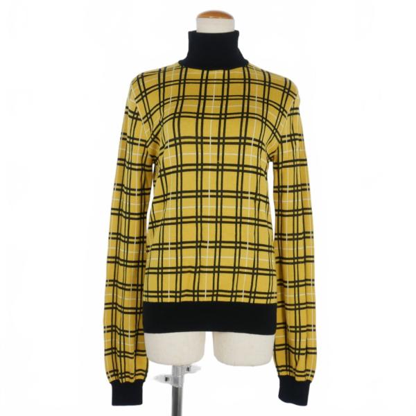 【中古】マルニ MARNI 23AW チェック柄 ハイネックニット セーター 長袖 40 黄色 黒 イエロー ブラック DVMD0167Q0 MARNI（マルニ） MARNI 23AW チェック柄 ハイネックニット セーター
