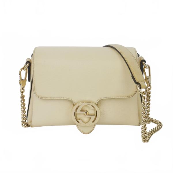 GUCCI グッチ インターロッキング アイボリー ゴールド金具 レザー 607720 斜め掛け チェーン ショルダーバッグ レディース 501968 【中古】 GUCCI（グッチ） インターロッキングG チェーン ショルダーバッグ