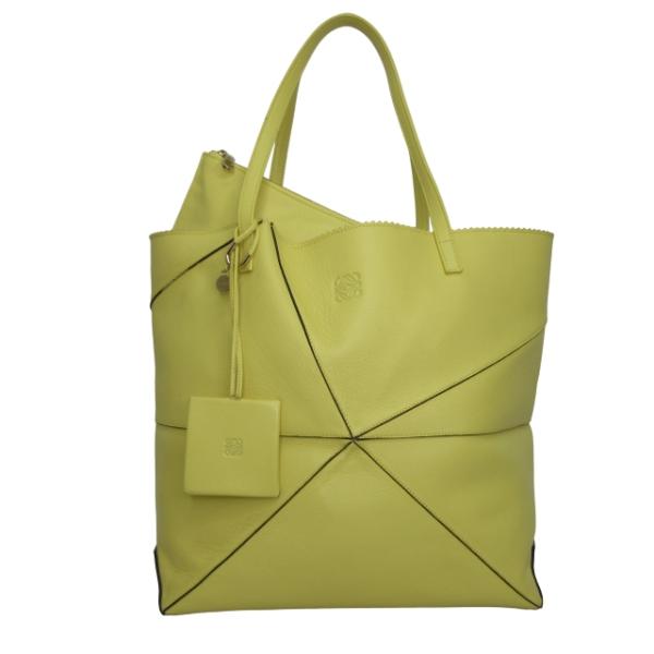 LOEWE オリガミ　アナグラム トートバッグ　レザー イエローグリーン ロゴ LOEWE オリガミ アナグラム トートバッグ レザー イエロー