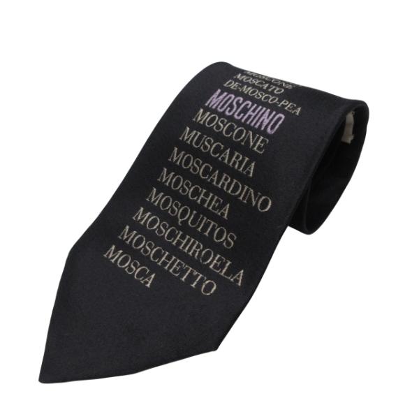 【中古】モスキーノ MOSCHINO ネクタイ ロゴ シルク ブラック k29631 1215 メンズ モスキーノ MOSCHINO ネクタイ ロゴ シルク ブラック k29631 1215