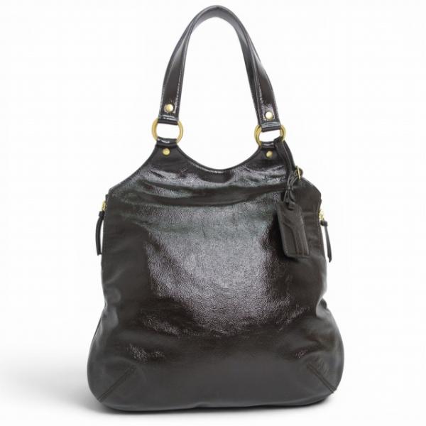イヴサンローランリヴゴーシュ YVES SAINT LAURENT rive gauche メトロポリス トートバッグ パテントレザー ブラウン