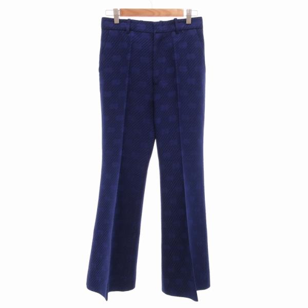 極美品△GUCCI グッチ 611284 ウール シルク GG柄 ブーツカット フレア