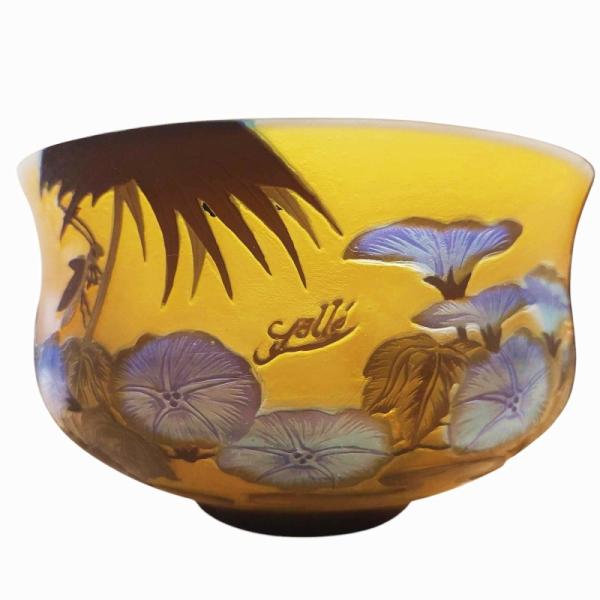 エミールガレ カメオ彫り 茶器 茶碗 ガラス 置物 花柄 朝顔 マルチカラー エミールガレ カメオ彫り 茶器 茶碗 ガラス 置物 花柄 朝顔 工芸品 青