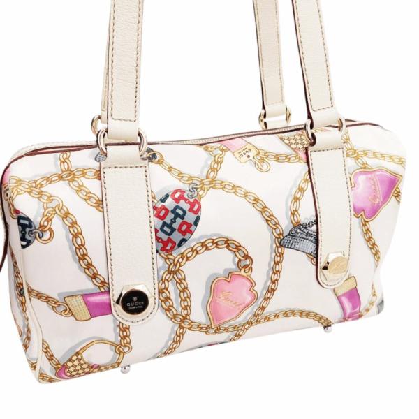 GUCCI ドゥケッサ ミニボストン ハンドバッグ レザー リボン クレスト 白 GUCCI ドゥケッサ ミニボストン ハンドバッグ レザー リボン