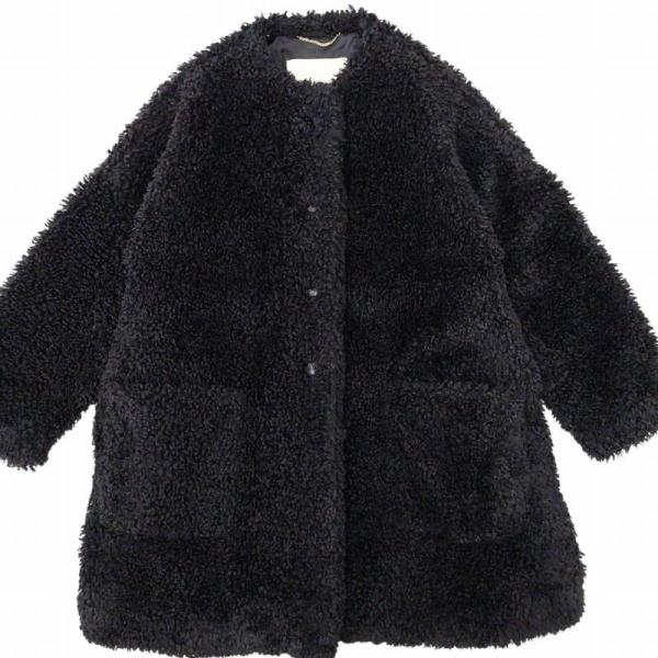 値下げ マッキントッシュ 美品 プードル ノーカラ ジャケット コート ブラック マッキントッシュ MACKINTOSH NEW HUMBIE NO COLLAR ECO FUR ノー