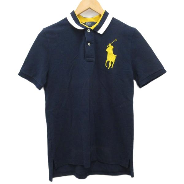 ポロ バイ ラルフローレン Polo by Ralph Lauren ポロシャツ ビッグポニー刺繍 ライン 紺 ネイビー 160 ☆AA★ ■MET2 キッズ【ブランド】ポロ バイ ラルフローレン Polo by Ralph Lauren【...