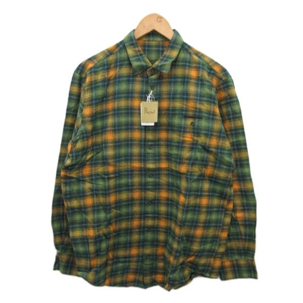 【タグ付き未着用】Papas(パパス）総柄 ネルシャツ L 参考定価￥28000 タグ付き未着用】Papas(パパス）総柄 ネルシャツ L 参考定価￥28000