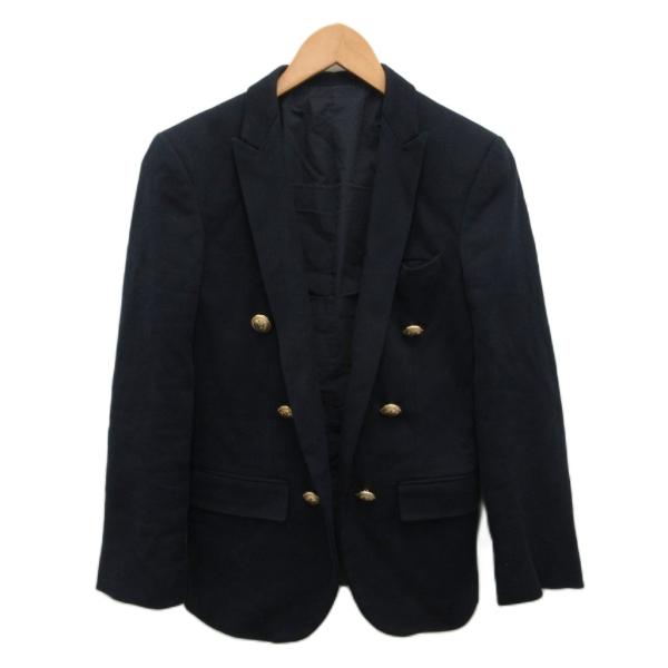 BALMAIN バルマン テーラードジャケット ダブル 刺繍 金ロゴ ネイビー バルマン BALMAIN テーラードジャケット ブレザー 紺ブレ メタルボタン