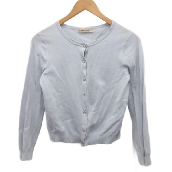 アプワイザーリッシェ　リボンビジューニットカーディガン　ブルーグレー アプワイザー・リッシェ Apuweiser-riche リボンビジューニット