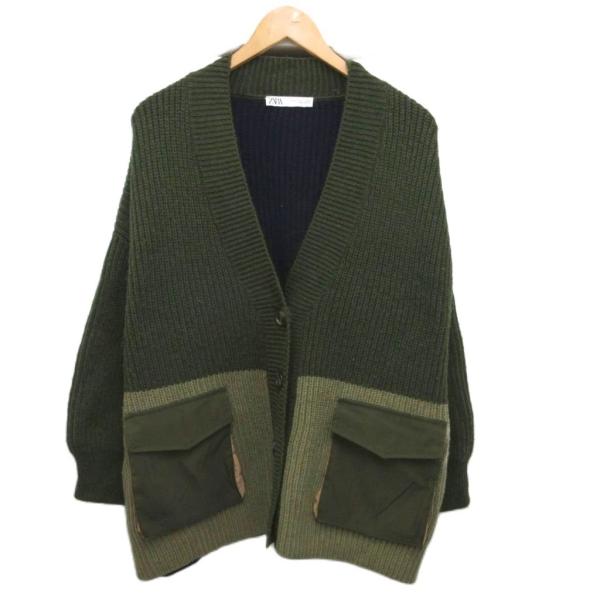 新品★ZARA ザラ オーバーサイズ ウール カーディガン ZARA（ザラ） カーディガン オーバーサイズ ローゲージ S 緑 グリーン