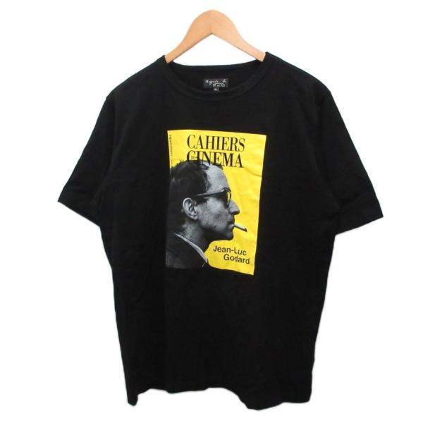 アニエスベー agnes b. Cahiers du Cinema Jean-Luc Godard プリントTシャツ 半袖 カットソー XL 黒 ブラック EZ00SEJ3 メンズ