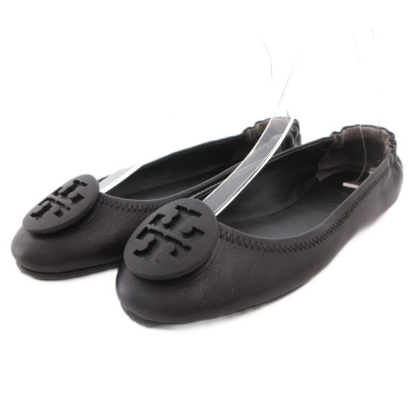 未使用トリバーチTory Burch フラットシューズ 　バレーシューズ　靴 TORY BURCH（トリーバーチ） 美品 フラッド バレエシューズ ロゴ 黒