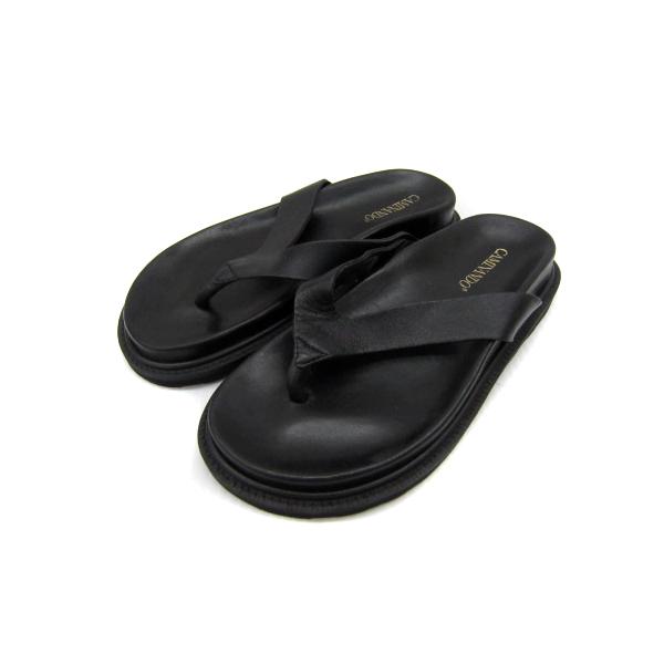 CAMINANDO カミナンド トングサンダル ブラック レザー 厚底 25cm vectorpremium_221-402407300056