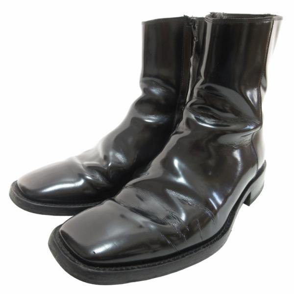 BALENCIAGA バレンシアガ ブーティ 黒 2008824D0076 BALENCIAGA バレンシアガ リムブーティパテントサイドジップ