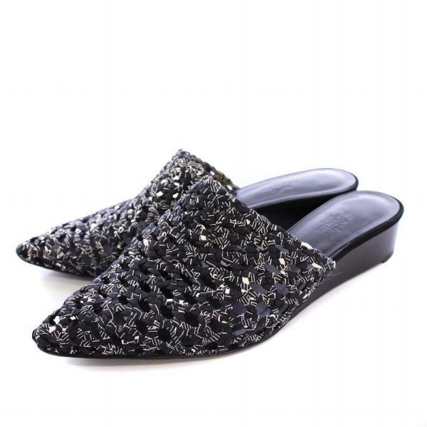 HERMES エルメス メッシュ サンダル ミュール 37.5 ブラック /KH HERMES エルメス メッシュ サンダル ミュール 37.5 ブラック /KH