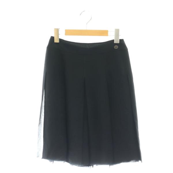 美品　シャネル　ココボタン　ココマーク　スカート　膝丈　ベージュ　レディース CHANEL シャネル ココマークシフォンパネルスカート プリーツ