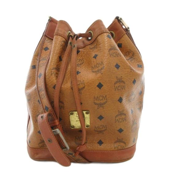 【中古】エムシーエム MCM ショルダーバッグ 巾着型 ヴィセトス 総柄 茶 /UO ■GY01 レディース エムシーエム MCM ショルダーバッグ 巾着型 ヴィセトス 総柄 茶 /UO