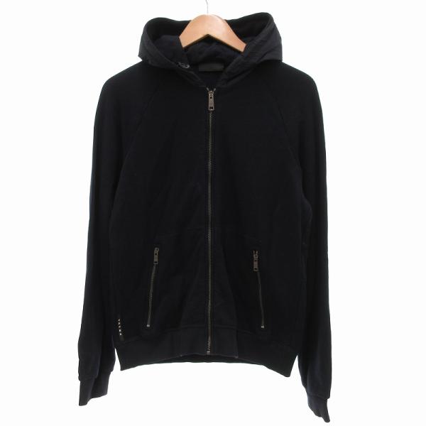 【中古】プラダ PRADA ジップアップパーカー ジャケット フード 切替 M 紺 ネイビー /JS ■GY99 メンズ PRADA（プラダ） ジップアップパーカー ジャケット フード 切替 M 紺