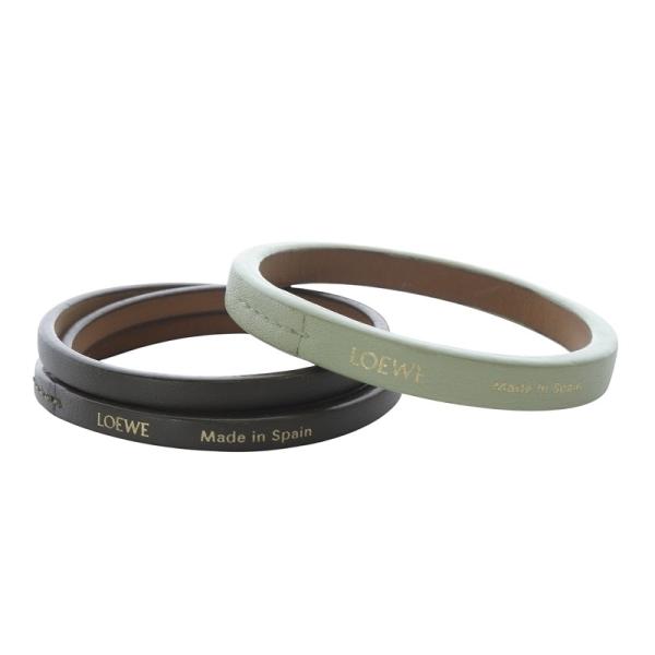 【美品】LOEWE ロエベ ダブルバングル ブレスレット LOEWE（ロエベ） ダブルバングル セット ブレスレット カーフレザー