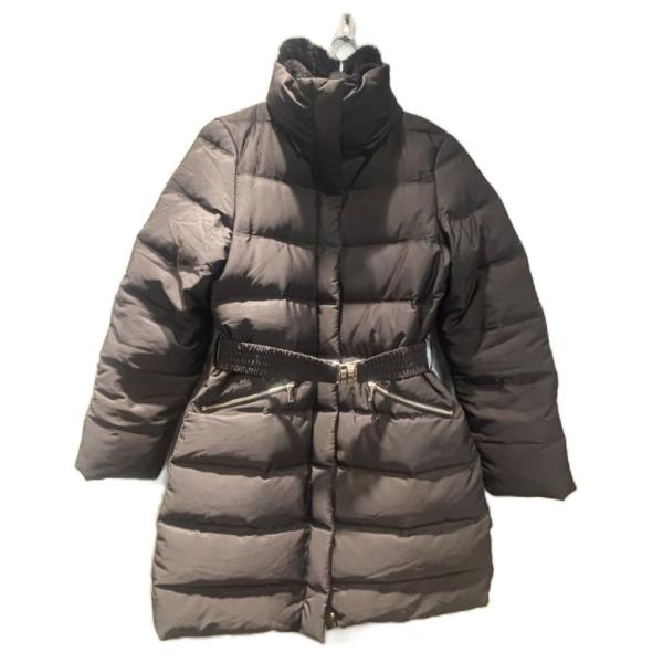 ZARA（ザラ） ダウンコート スタンドカラー ミドル丈 ベルト付き M 黒