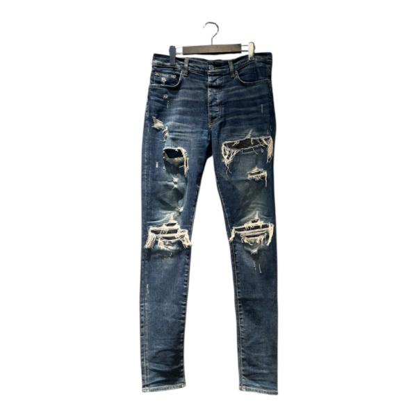 アミリ AMIRI 22年 MX1 レザーパネル バンダナジーンズ デニムパンツ