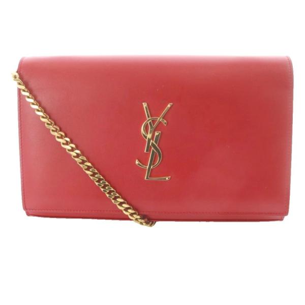 サンローラン　RED チェーンショルダーバック サンローラン パリ SAINT LAURENT PARIS YSLライン チェーンウォレット