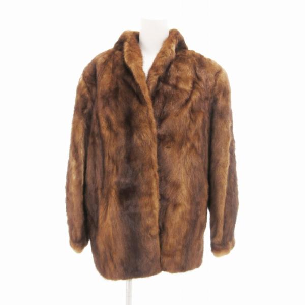 【中古】ミツコシ MITSUKOSHI マルヴォワジー Malvoisie ハーフコート スタンドカラー ミンクファー 13 XL 茶 ミツコシ MITSUKOSHI マルヴォワジー Malvoisie ハーフコート スタンド