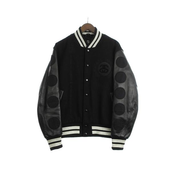 最終値下げ STÜSSY ベージュ スタジャン ロゴ刺繍 stussy オールド ステューシー 長袖 ナイロン スタジャン