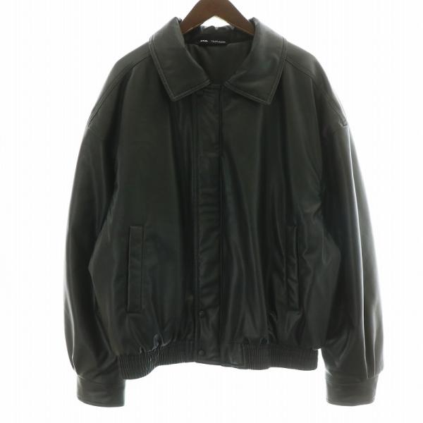 ZARA（ザラ） 中綿ジャケット フェイクレザー ジャケット ブルゾン L 