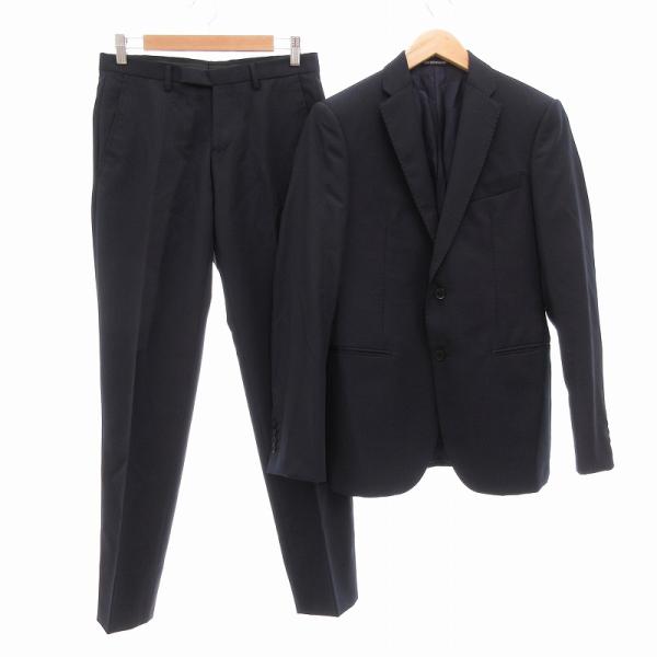【美品】EMPORIO ARMANI スーツ セットアップ 上下 総裏地 EMPORIO ARMANI セットアップ スーツ上下 ブラック ストライプ
