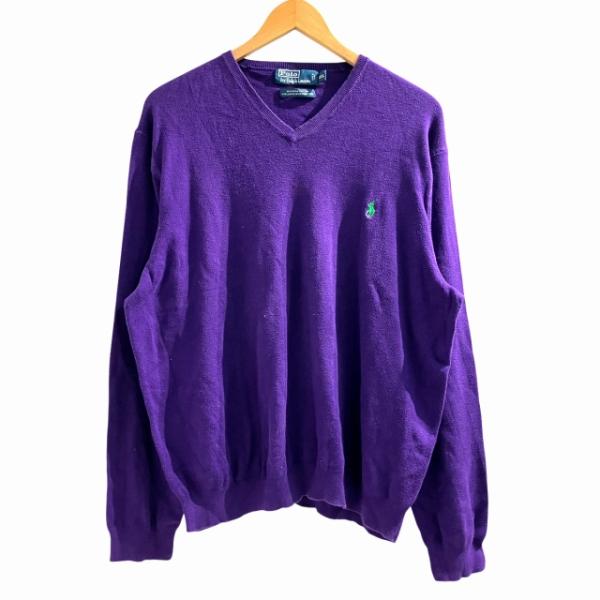 現行 ラルフローレン ポニー刺繍 ピマコットン ケーブルニット S 紫 パープル POLO RALPH LAUREN - 現行 ラルフローレン ポニー刺繍
