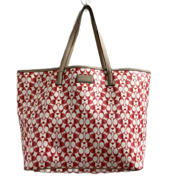 COACH（コーチ） トートバッグ シグネチャー ピンク 白 ホワイト