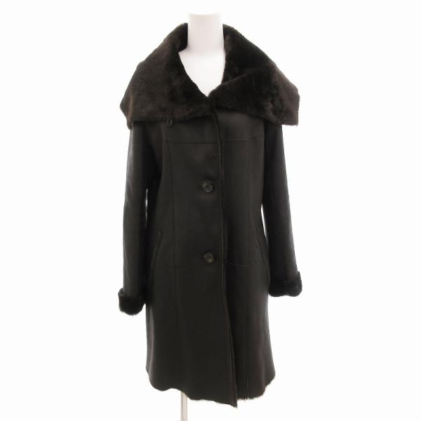 モンカーダ MONCADA ムートンコート レザー 羊革 ロング M 茶 ブラウン