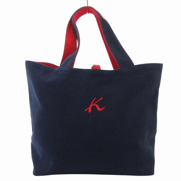 【美品】Kitamura キタムラ ビジネスバッグ 鍵付き ロゴ型押し ネイビー Kitamura キタムラ トートバッグ 手提げ 肩掛け バイカラー