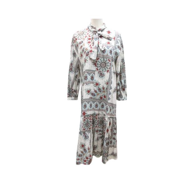 美品✨グレースコンチネンタル サテンプリント ワンピース フラワー リボン vectorpremium_230-902502110005