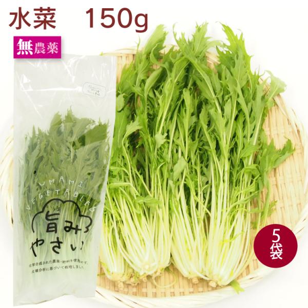 原材料：水菜 150g×5袋　生産者：茨城　冨田農園商品説明：低農薬栽培の水菜です。