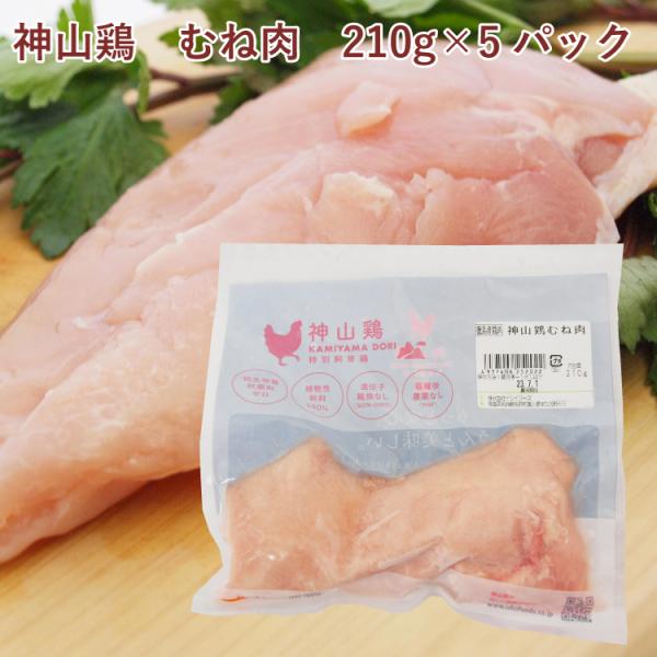 イシイフーズ 神山鶏 むね肉 210g 5パック 送料込徳島県の山間部で、天然の湧水と植物性のエサのみを与え、自然に近い環境で育った健康鶏で、臭みがなくジューシーな味です。30年以上前から、抗生物質・抗菌剤を使わずに無投薬で育て、飼料は、直...