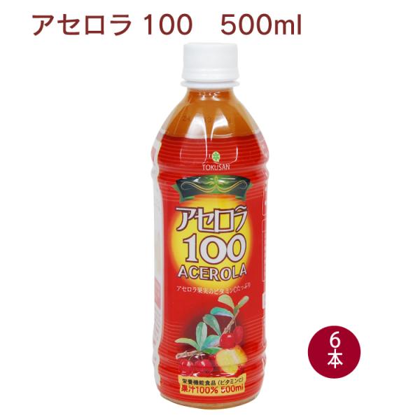 沖縄特産販売 アセロラ100 500ml 6本 送料込　アセロラ果汁100%　ビタミンCたっぷり　爽やかな酸味