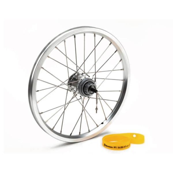 BROMPTON ブロンプトン REAR WHEEL INCL FITTINGS FOR 6-SPD BWR 3-SPD リアホイール 3/6速 ワイドレシオ シルバー(Q101666)(5053099025053)