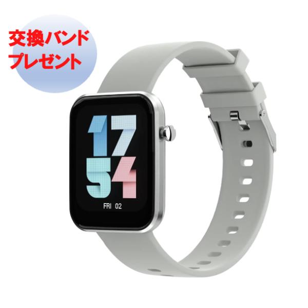 [交換バンド付] エアリア ARW-P22JP （グレー） スマートウォッチ  健康管理 日本語表示 【非医療機器】運動カウント機能 心拍測定 睡眠計測 アプリ通知