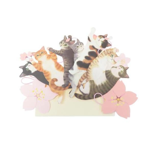 ガーランドカード グリーティングカード フェリシモ猫部 春柄 アクティブコーポレーション ねこ 封筒付き