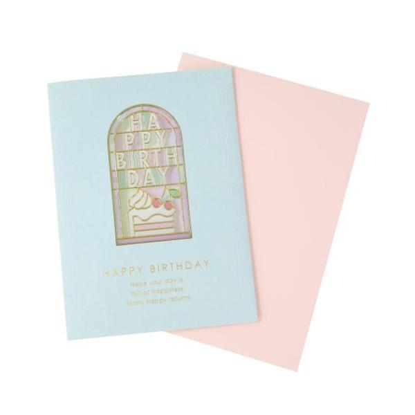 ステンドグラスバースデーカード グリーティングカード さくらんぼ