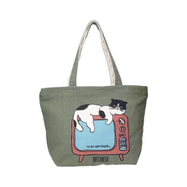 ファスナー付き横型トートバッグ トートバッグ マツネコテレビ KA ねこ