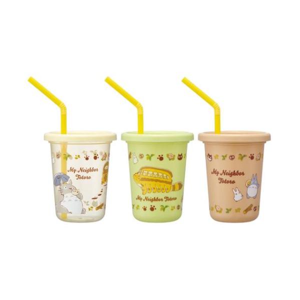 プラカップ ストロー付タンブラー3個 ネコバス となりのトトロ スタジオジブリ スケーター プラコップ 230ml キャラクター 爆買