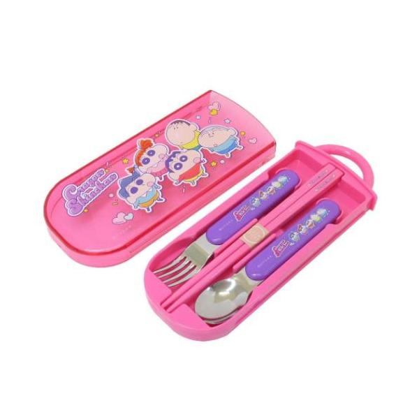 弁当 おしゃれ 生活雑貨　仕事 一人暮らし 社会人大人気アニメ[クレヨンしんちゃん]のキュートなランチグッズシリーズこちらは食器洗い乾燥機OKのお箸 フォーク スプーンとケースのセットですケースは指で引き出すスライド式で、衝撃に強く丈夫な構...