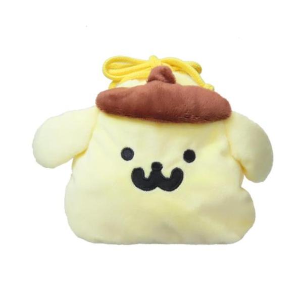 もふもふフェイス巾着 巾着袋 ポムポムプリンxお文具といっしょ