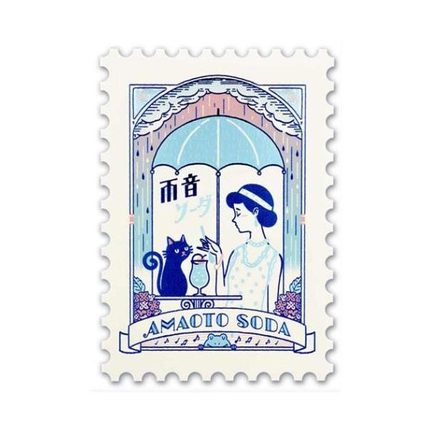 POSTCARD 切手型ポストカード 1枚入り 雨音ソーダ ROKKAKUxオビワン