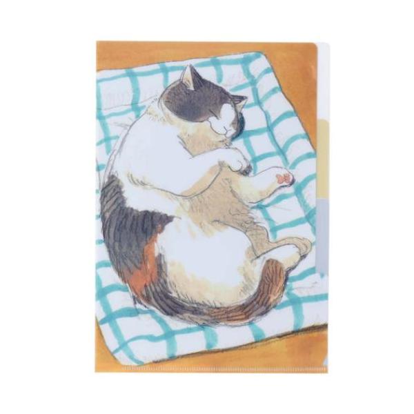ポケットファイル A5ポケットクリアファイル ねこ 三毛猫モブは猫缶を