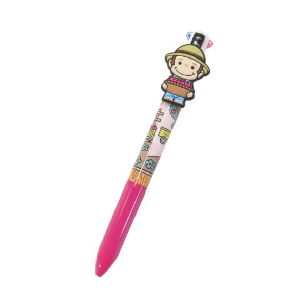 マスコット付き4色ボールペン ボールペン おさるのジョージ ファーム アイプランニング カラーペン 文房具 絵本キャラクター 爆買