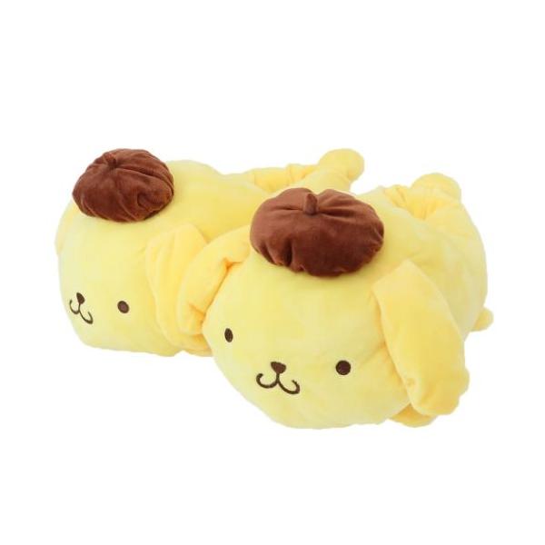 ポムポムプリン 防寒ルームシューズ ぬいぐるみスリッパ サンリオ